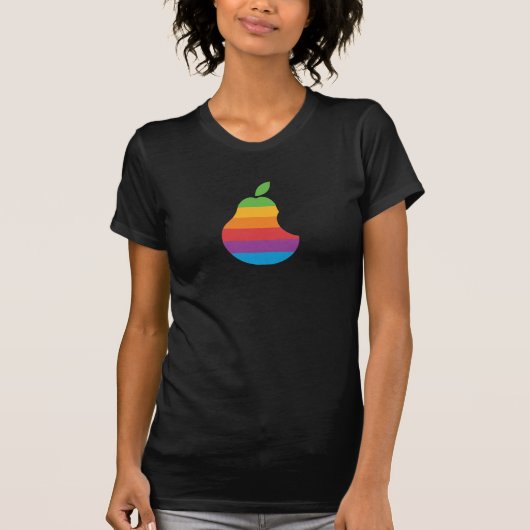 ナシコンピュータ-レトロのAppleのロゴのパロディのTシャツ Tシャツ (正面)