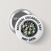 ナショナルエスカルゴットデー5月24日おもしろいフードホリデー 缶バッジ (正面&裏面)