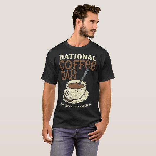 ナショナルコーヒーデー毎日カフおもしろいェイン猫l tシャツ (正面フル)