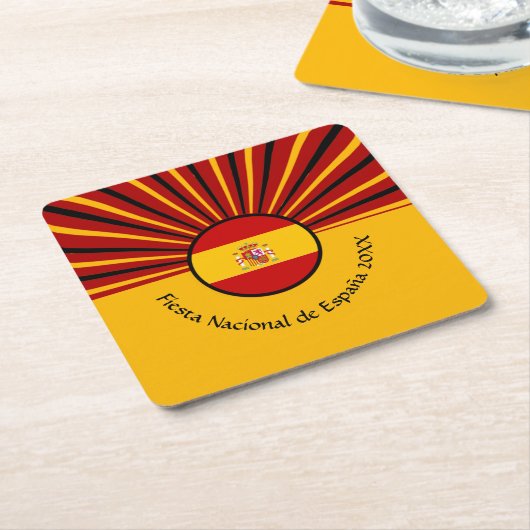ナショナルスペインのデイお祝いスペインのヒスパニック スクエアペーパーコースター (アングル)