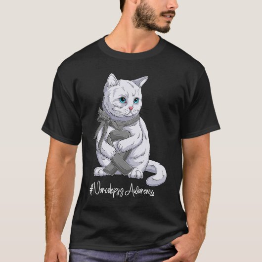 ナショナルナルコレプシー認識度月灰色リボンCu Tシャツ (正面)