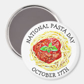 ナショナルパスタの日10月17日おもしろい食の休日 マグネット (正面/裏面)