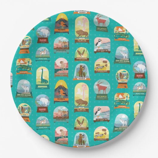 ナショナルパークインティール（緑がかった色）ナプキンス ペーパープレート (正面)