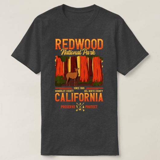 ナショナルパークティーカリフォルニアベアレッドウッドナショナル Tシャツ (デザイン正面)