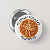 ナショナルピザの日2月9日ホリデーボタン 缶バッジ (正面&裏面)