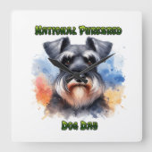 ナショナルピュレーブルドッグデイお祝いシュナウザー スクエア壁時計 (正面)