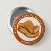 ナショナルピーナッツバターデー、ピーナッツバタートースト 缶バッジ (正面&裏面)