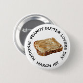ナショナルピーナッツバター愛好家の日3月1日ボタン 缶バッジ (正面&裏面)