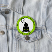 ナショナルブラックキャットデイ、緑の目の漫画 缶バッジ (インサイチュ)