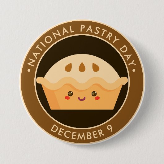 ナショナルペストリーの日、かわいいハッピーパイ 缶バッジ (正面)