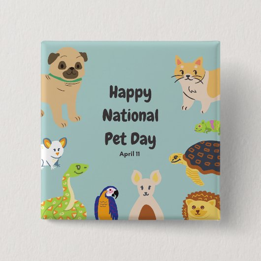 ナショナルペットデー4月11日 缶バッジ (正面)