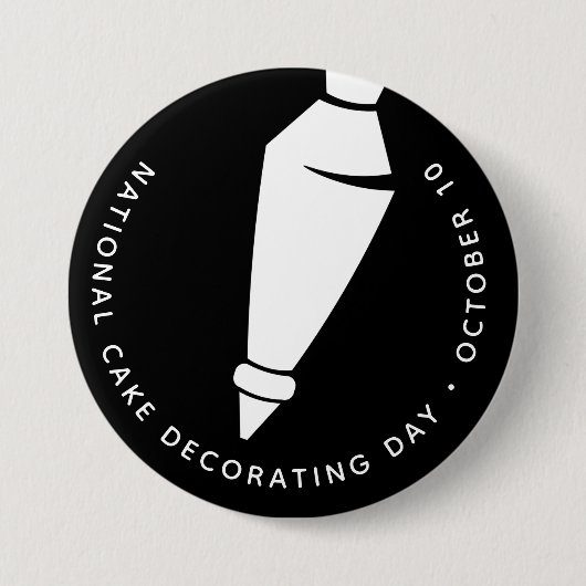 ナショナル飾ケーキの日、配管バッグ 缶バッジ (正面)