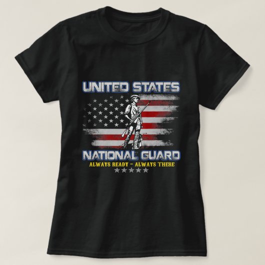 ナショナル・ガード・退役軍人常に準備完了アメリカ国旗 Tシャツ (デザイン正面)