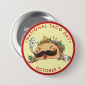 ナショナル・タコ・デイ、水彩画タコのソンブレロ 缶バッジ (正面&裏面)