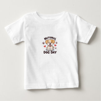 ナショナル・ドッグ・デイ – かわいいかわいいズ彼と一緒に漫画の犬 ベビーTシャツ