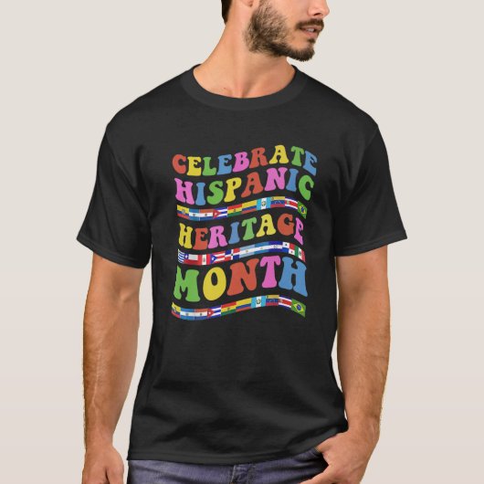 ナショナル・ヒスパニック伝統月お祝いラテン Tシャツ (正面)