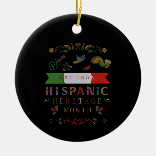 ナショナル・ヒスパニック伝統月デザイン セラミックオーナメント (正面)