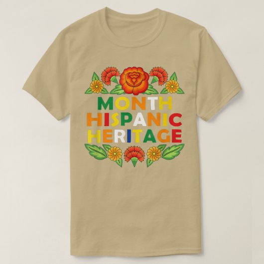 ナショナル・ヒスパニック伝統月大リアフラワーメイ Tシャツ (デザイン正面)