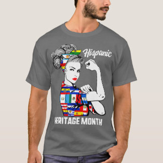 ナショナル・ヒスパニック伝統月女性女性ラティノクン Tシャツ