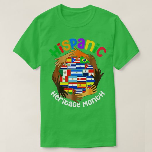 ナショナル・ヒスパニック伝統月All Countries Fla Tシャツ (デザイン正面)