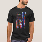 ナショナル・ヒスパニック伝統月USA国旗All Coun Tシャツ (正面)