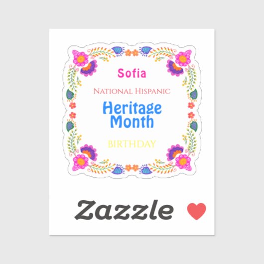 ナショナル・ヒスパニック伝統誕生日カラフルフロル シール (シート)