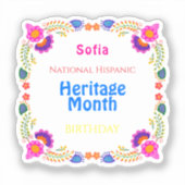 ナショナル・ヒスパニック伝統誕生日カラフルフロル シール (正面)