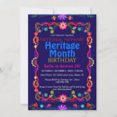 ナショナル・ヒスパニック伝統誕生日カラフルフロル 招待状 (正面)