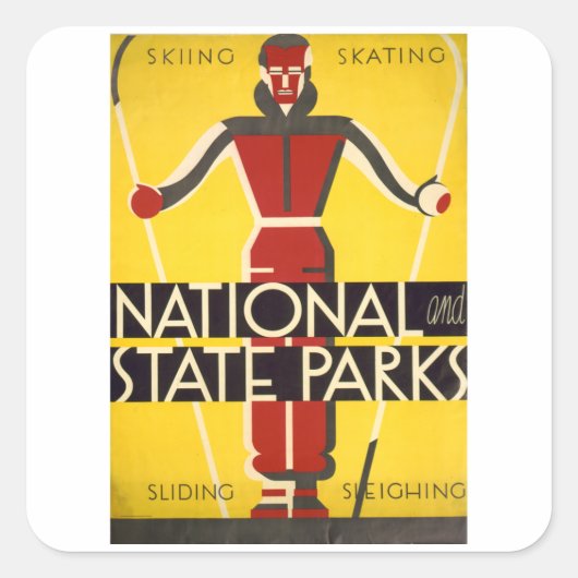 ナショナル&州パークス – ヴィンテージトラベル スクエアシール (正面)