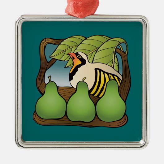 ナシ木のヤマウズラ メタルオーナメント (正面)