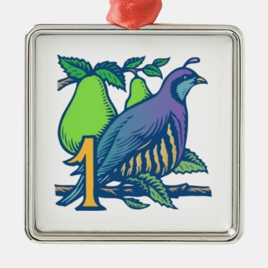 ナシ木のヤマウズラ メタルオーナメント (正面)