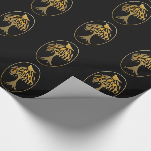 ナシ木の金ゴールドのヤマウズラ ラッピングペーパー (角)