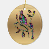 ナシ木の金ゴールドの装飾のヤマウズラ セラミックオーナメント (左)