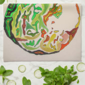 ナシ果実水色イラストレーション キッチンタオル (折り畳み)