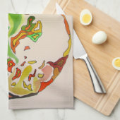 ナシ果実水色イラストレーション キッチンタオル (四つ折り)