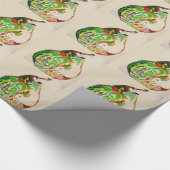 ナシ果実水色イラストレーション ラッピングペーパー (角)