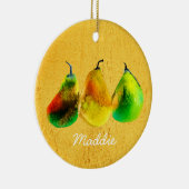 ナシ水色グリーンフルーツセラミックオーナメント セラミックオーナメント (右)