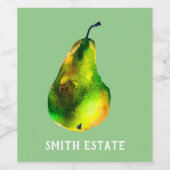 ナシ水色グリーンフルーツワインラベル ワインラベル (シングルラベル)