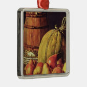 ナシ、メロンおよびバレルが付いている静物画 メタルオーナメント (右)