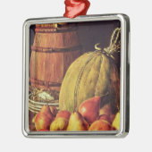 ナシ、メロンおよびバレルが付いている静物画 メタルオーナメント (左)
