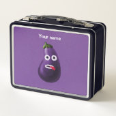 ナスおもしろいマンガキャラクターかわいい野菜 メタルランチボックス (裏面)