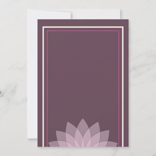 ナスおよび赤面のピンクの花の結婚式 招待状 (裏面)