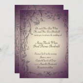 ナスおよび金ゴールドの色合いの結婚式招待状 招待状 (正面/裏面)