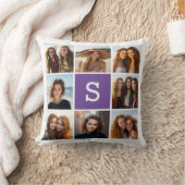 ナスとホワイトフォトコラージュカスタムモノグラム クッション (ブランケット)