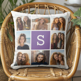 ナスとホワイトフォトコラージュカスタムモノグラム クッション