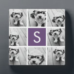 ナスとホワイトフォトコラージュカスタムモノグラム フォトプラーク<br><div class="desc">このデザインにはInstagramの写真を使用できる。8つの正方形の写真を使用してユニーク個人の贈り物を作成する。または保ヒバの子犬とトレンディーの形見を作ることができる。変更をもし行うには、ツークリックルの写真を調整する必要がある。</div>