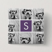 ナスとホワイトフォトコラージュカスタムモノグラム 缶バッジ (正面)