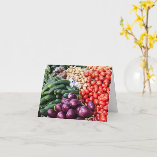 ナスのきゅうりのトマトのポテトの野菜組合せ カード (黄色い花)