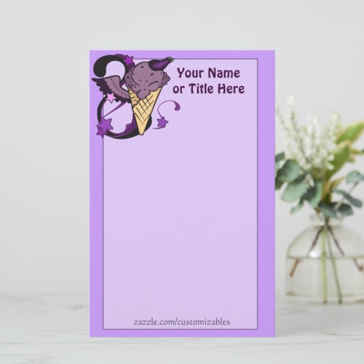 ナスのアイスクリームの文房具 便箋 (スタンド正面)