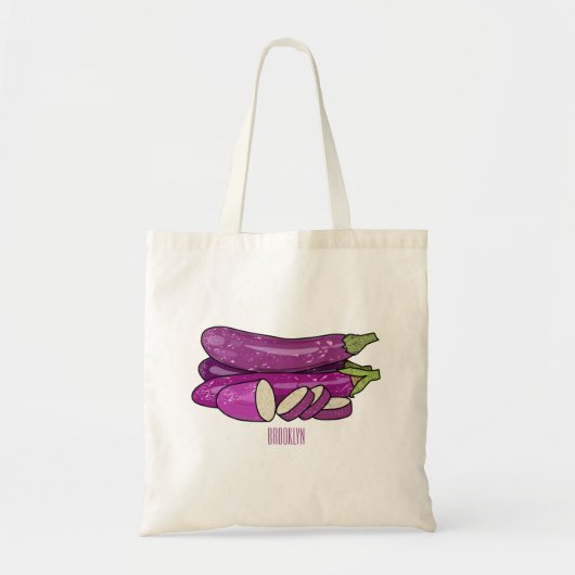 ナスのイラストレーション トートバッグ (正面)